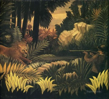 アンリ・ルソー Painting - ライオン狩り アンリ・ルソー ポスト印象派 素朴な原始主義